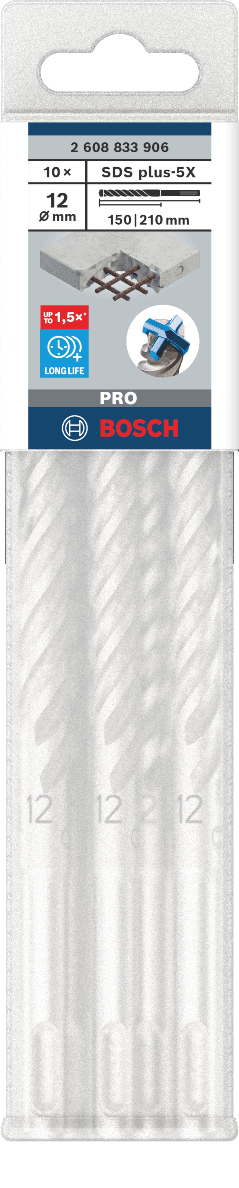 Brocas de martillo Bosch SDS plus-5X (10 unidades, 12 x 150 x 210)