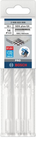 Brocas de martelo Bosch SDS plus-5X 10 peças 14x100x160