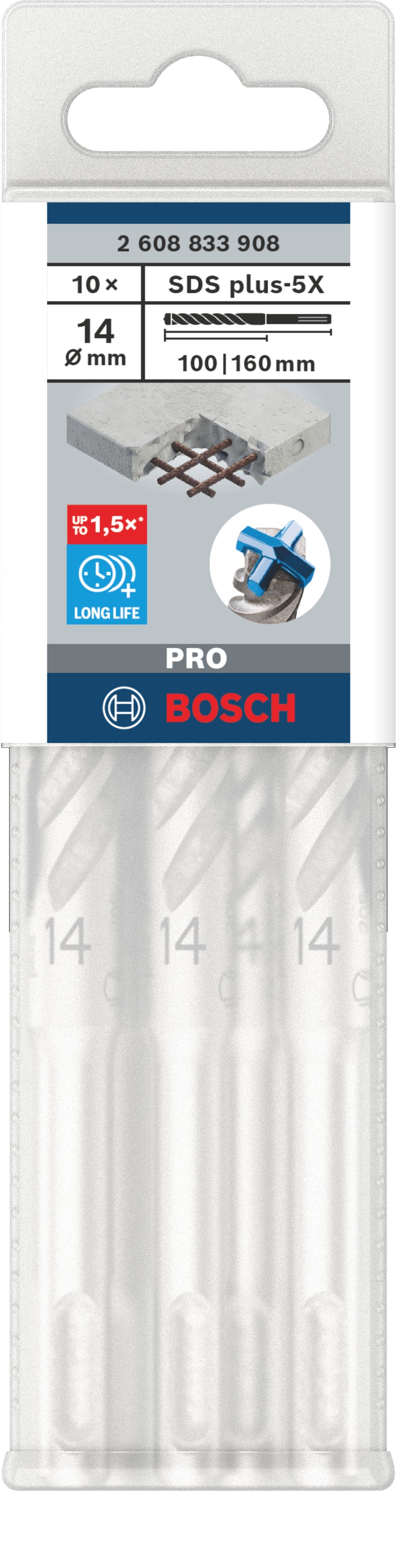 Brocas de martelo Bosch SDS plus-5X 10 peças 14x100x160