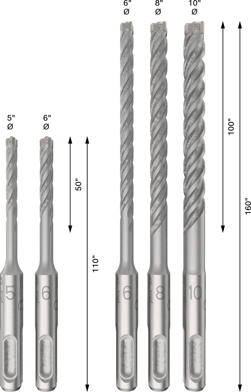 Brocas para martelo Bosch SDS plus-5X 5 peças 5/6/6/8/10 mm