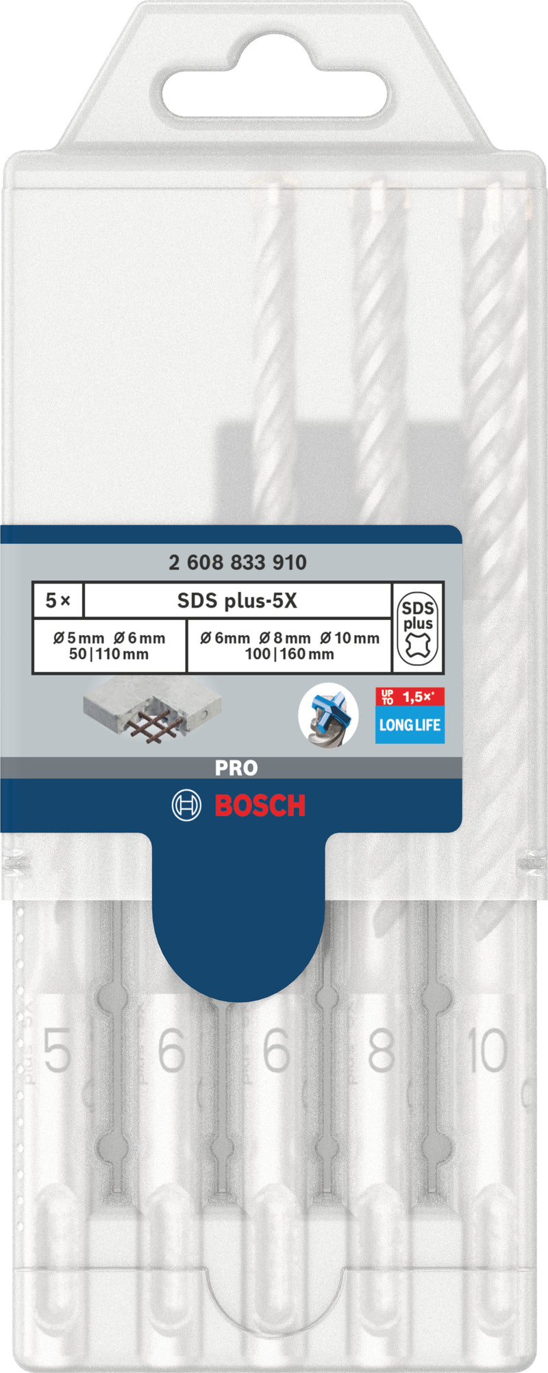 Brocas para martelo Bosch SDS plus-5X 5 peças 5/6/6/8/10 mm