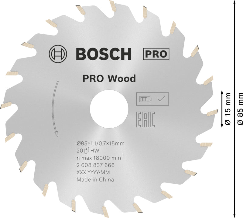 Bosch Circular Saw Blade ST WO H 85x15 T20