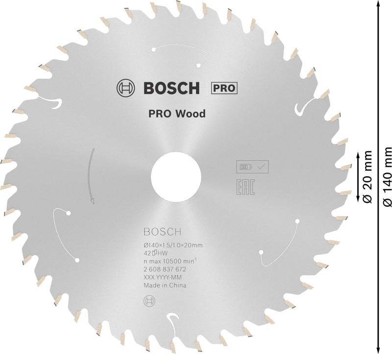 Bosch Circular Saw Blade ST WO H 140x20 T42