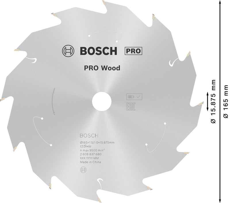 Bosch Circular Saw Blade ST WO H 165x16 T12