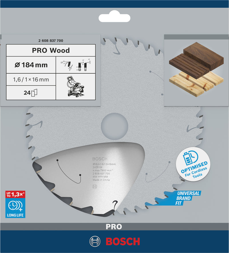 Hoja de sierra circular Bosch ST WO B 184x16 T24