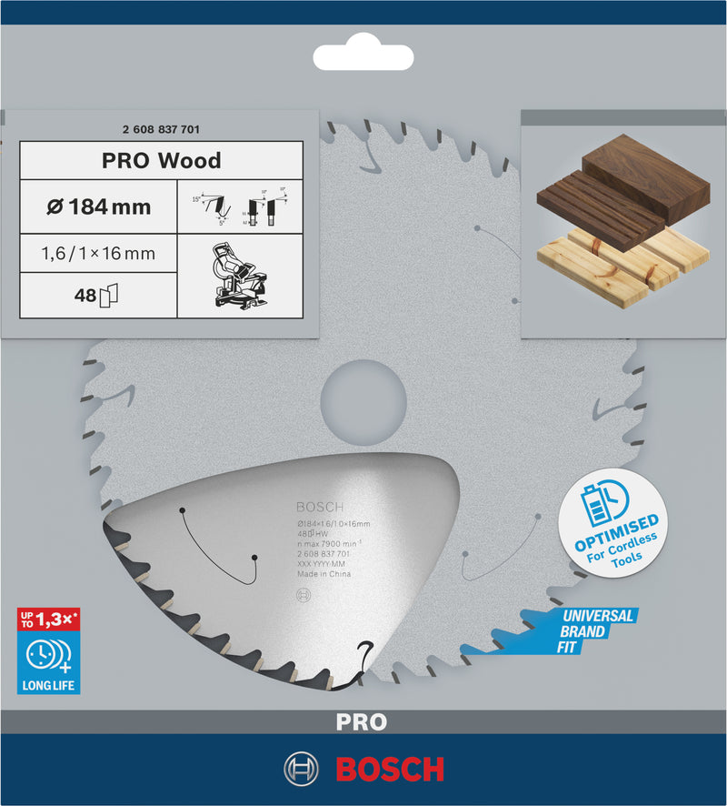 Hoja de sierra circular Bosch ST WO B 184x16 T48