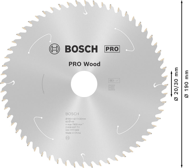 Hoja de sierra circular Bosch ST WO H 190x30 T60