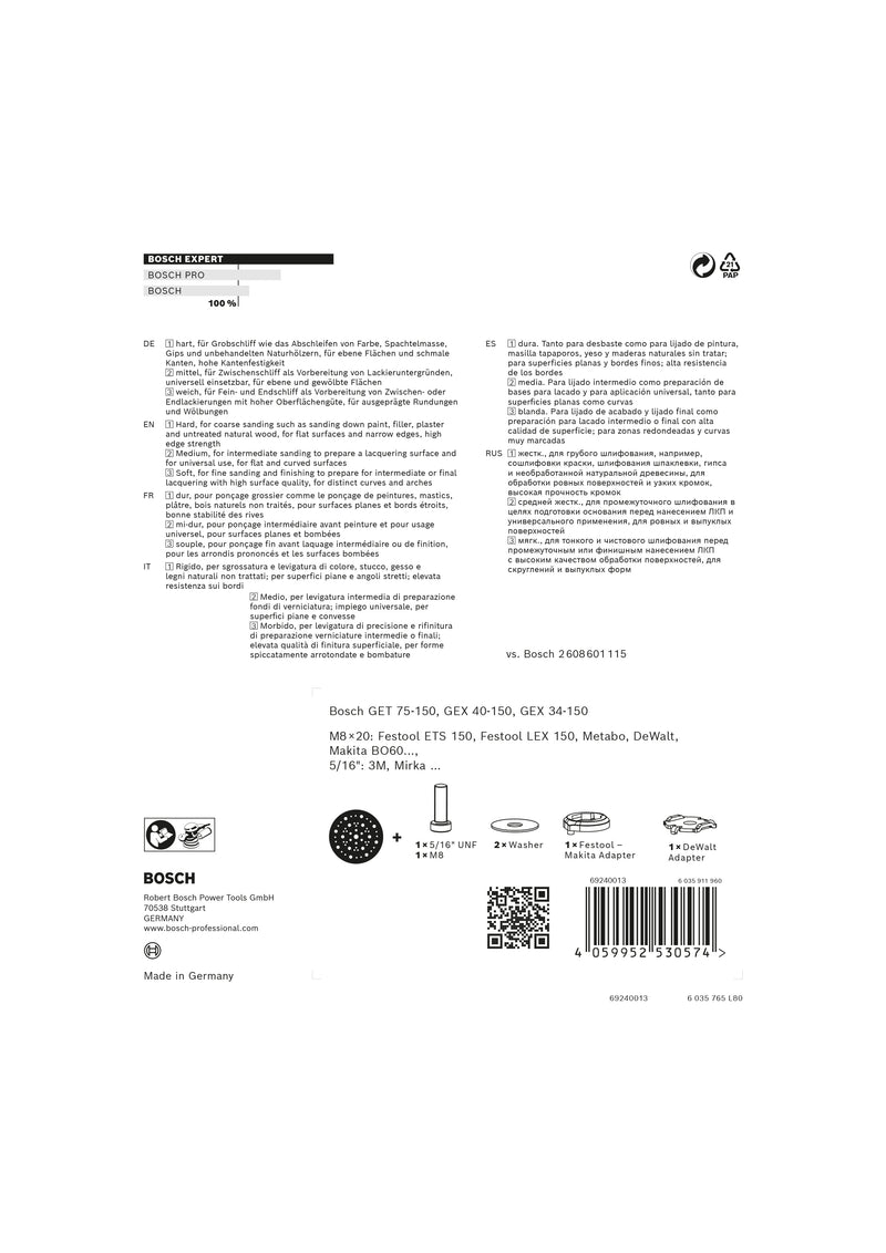 Almofada de apoio Bosch 150mm, luva