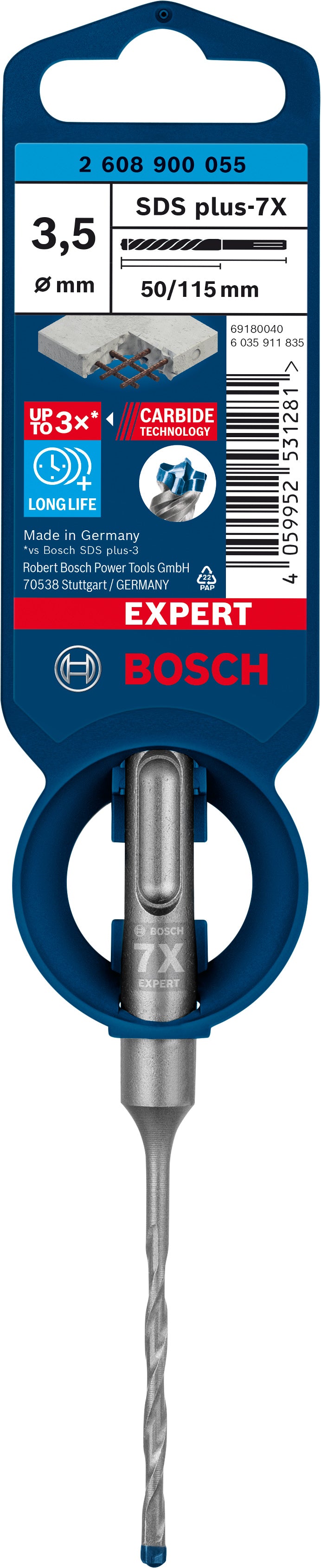 Broca para taladro percutor Bosch SDSplus 7X 1 ud. 3,5 x 115