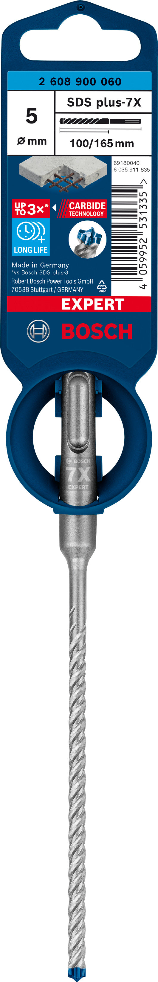 Broca para taladro percutor Bosch SDSplus 7X 1 ud. 5x165