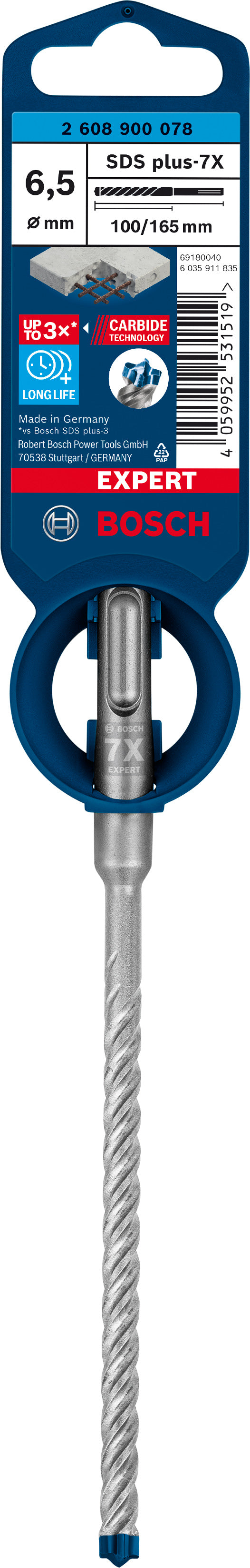 Bosch SDSplus hammer drill bit 7X 1PC 6.5X165