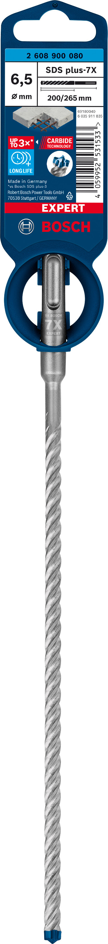 Bosch SDSplus hammer drill bit 7X 1PC 6.5X265