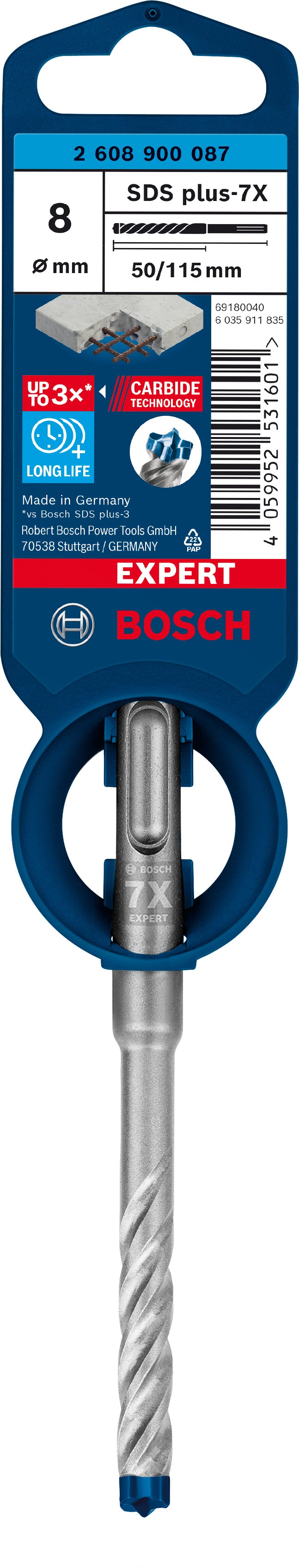 Bosch SDSplus hammer drill bit 7X 1PC 8X115