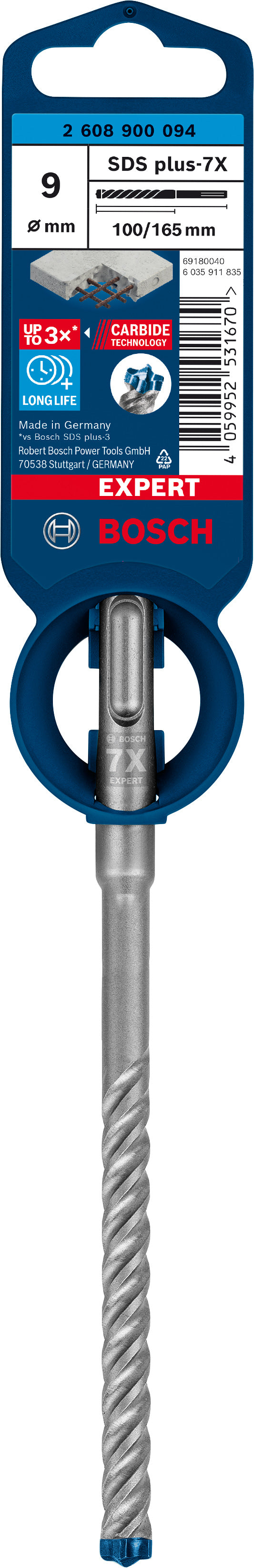 Bosch SDSplus hammer drill bit 7X 1PC 9X165