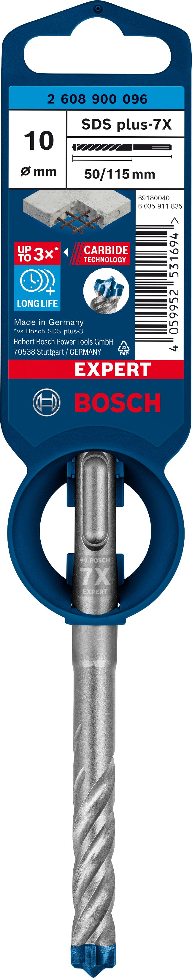 Broca para taladro percutor Bosch SDSplus 7X 1 ud. 10 x 115