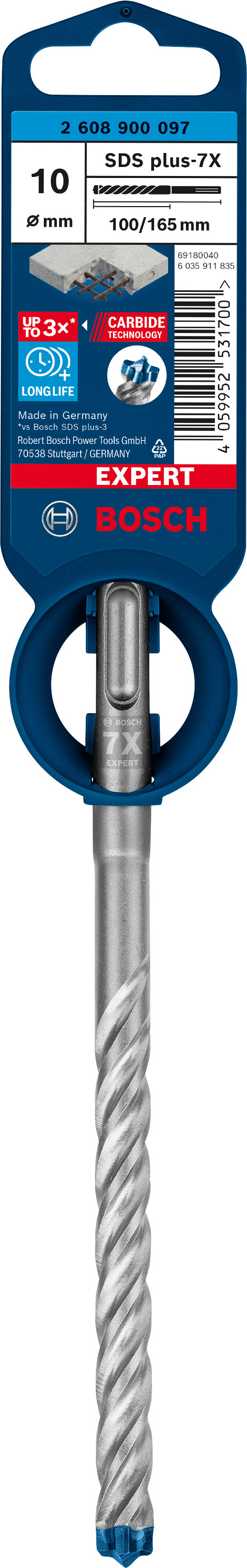 Broca de martelo Bosch SDSplus 7X 1PC 10X165