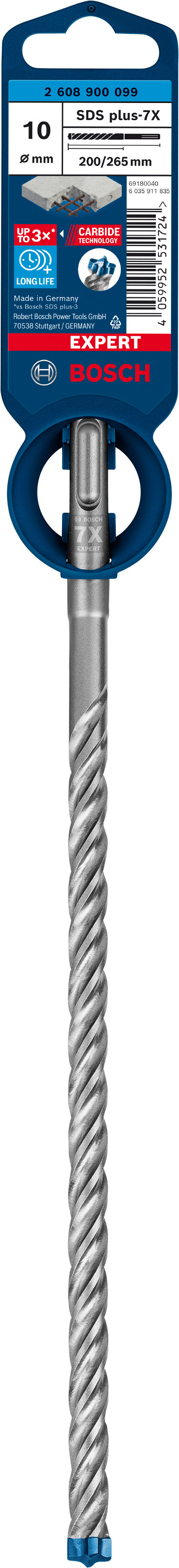 Broca para taladro percutor Bosch SDSplus 7X 1 ud. 10 x 265