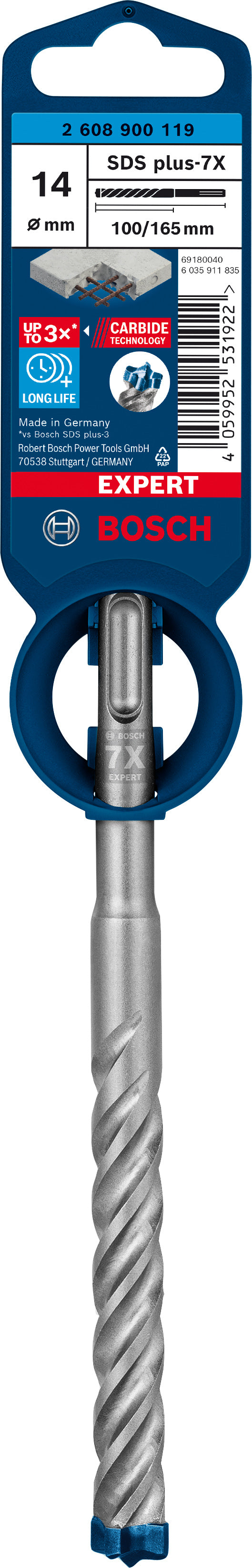 Bosch SDSplus hammer drill bit 7X 1PC 14X165