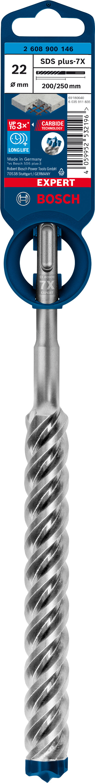 Bosch SDSplus hammer drill bit 7X 1PC 22X250