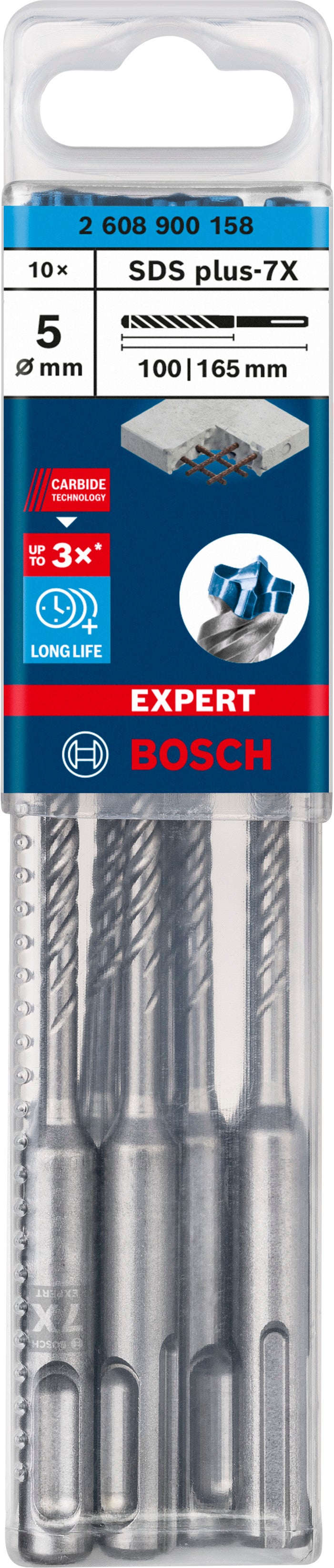 Broca para taladro percutor Bosch SDSplus 7X 10PCS 5X165