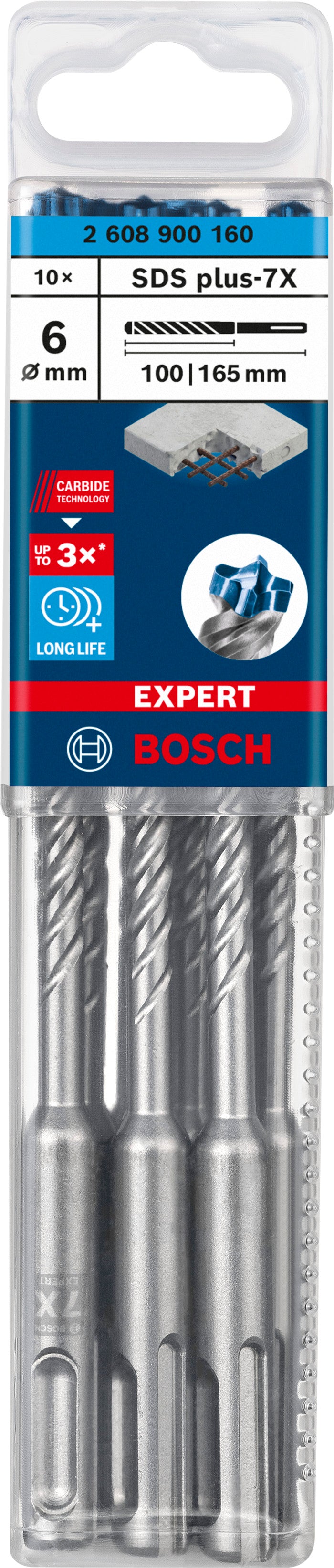 Bosch SDSplus hammer drill bit 7X 10PCS 6X165