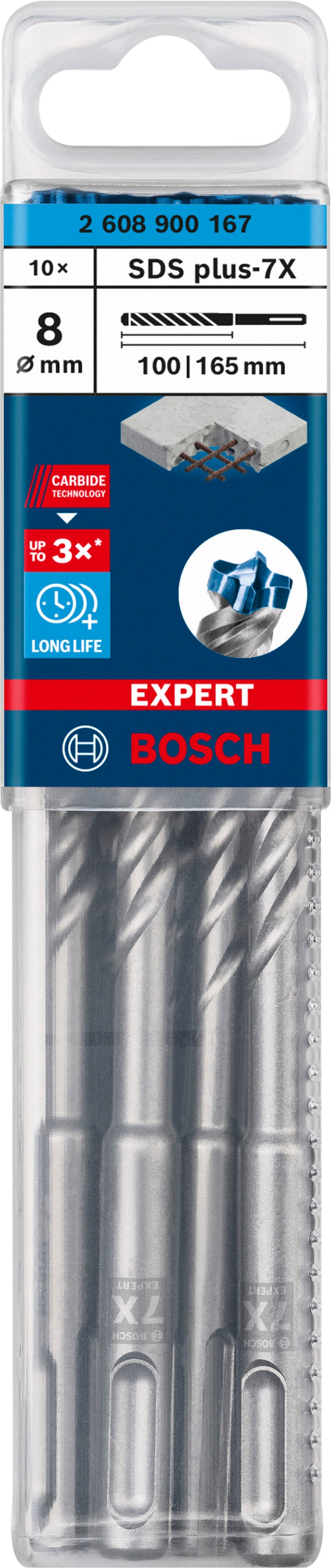 Bosch SDSplus hammer drill bit 7X 10PCS 8X165