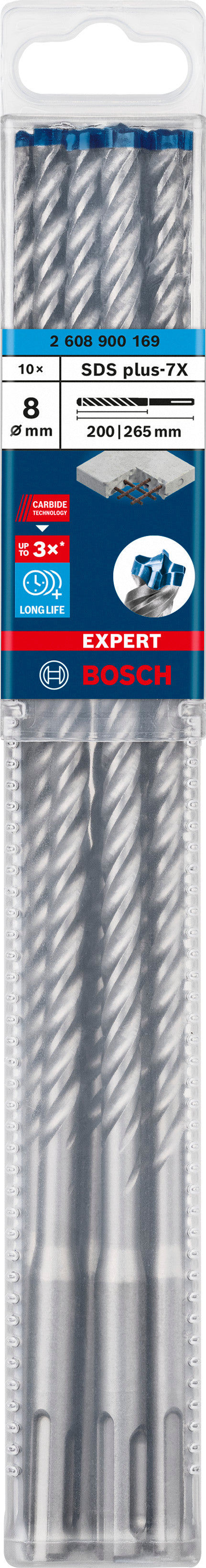 Bosch SDSplus hammer drill bit 7X 10PCS 8X265