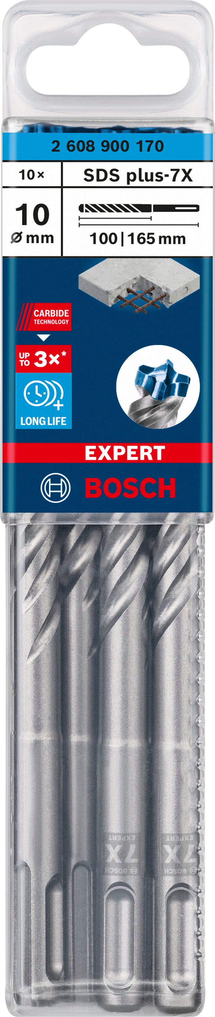 Broca de martelo Bosch SDSplus 7X 10PCS 10X165