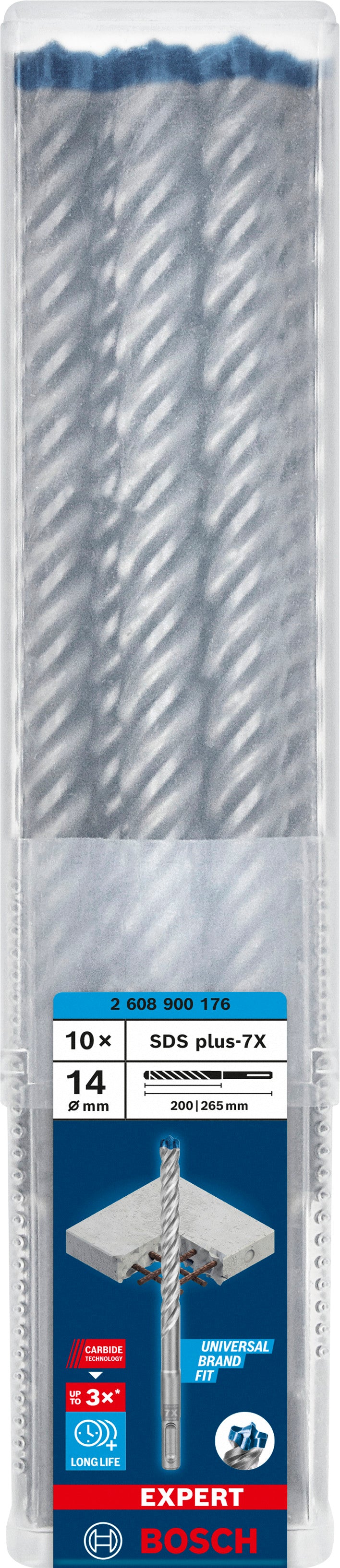 Broca de martelo Bosch SDSplus 7X 10PCS 14X265