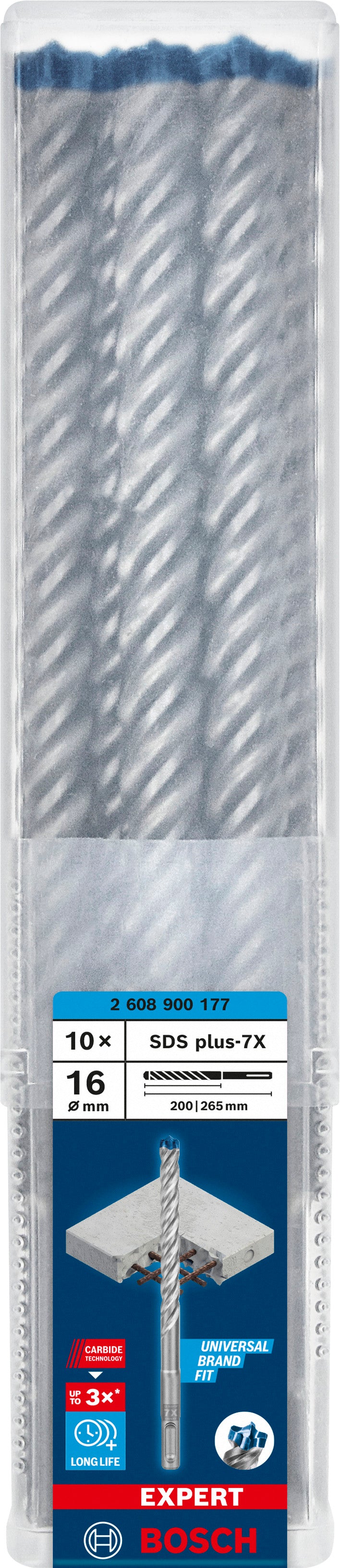 Broca para taladro percutor Bosch SDSplus 7X 10PCS 16X265