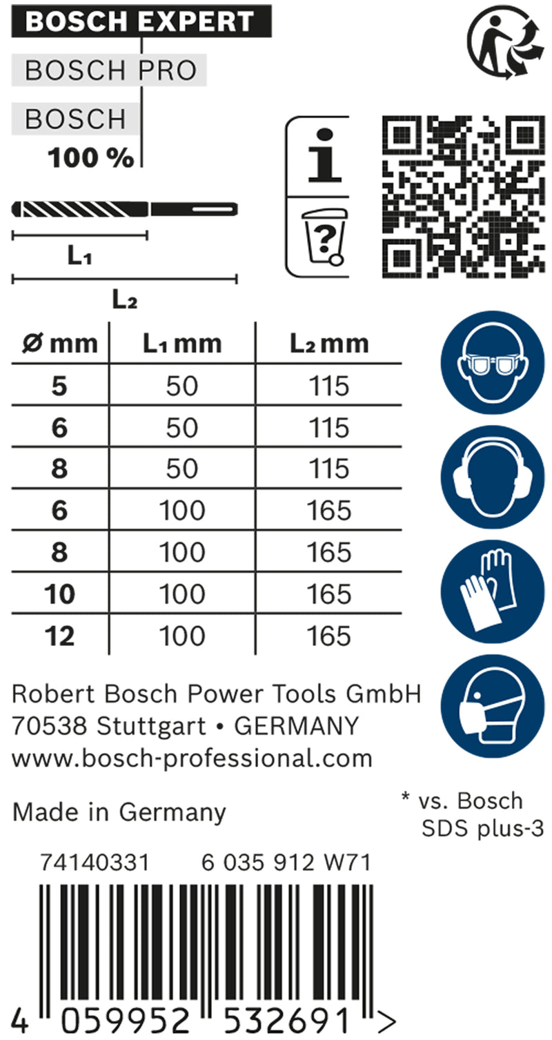 Conjunto de brocas para martelo Bosch SDSplus 7X 7 peças