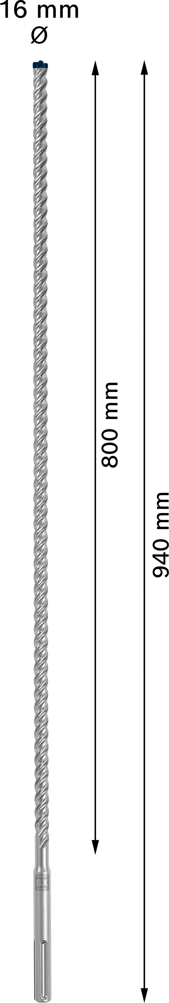 Bosch 1DSmax hammer drill bit MAX-8X 16x800/94