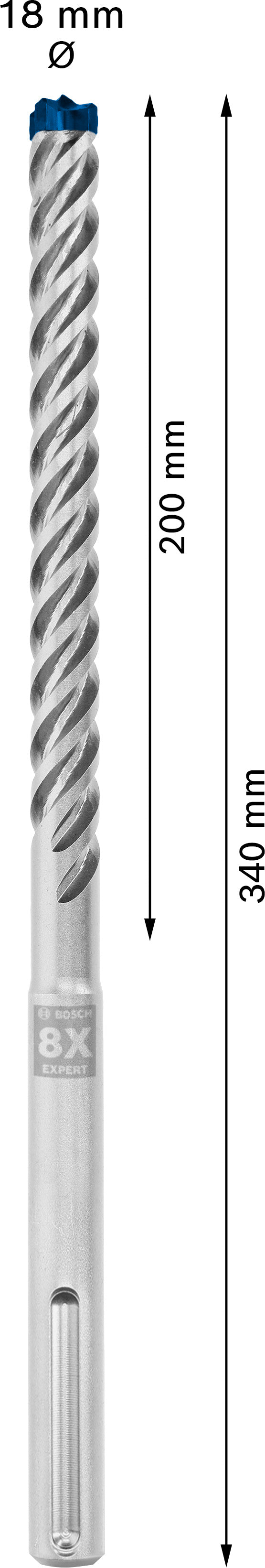 Bosch SDSmax hammer drill bit MAX-8X 18x200/34
