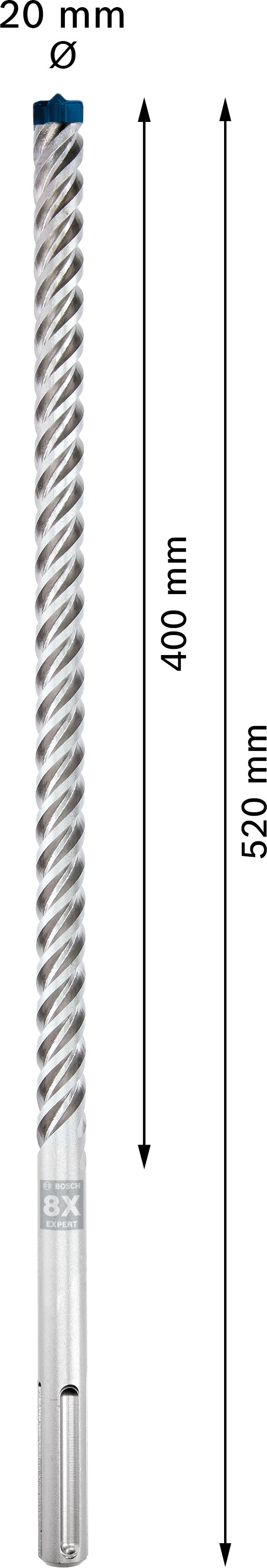 Bosch SDSmax hammer drill bit MAX-8X 20x400/52