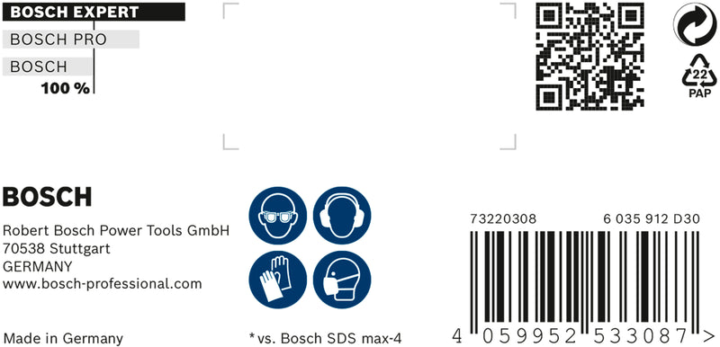 Broca para taladro percutor Bosch SDSmax MAX-8X 22x400/52