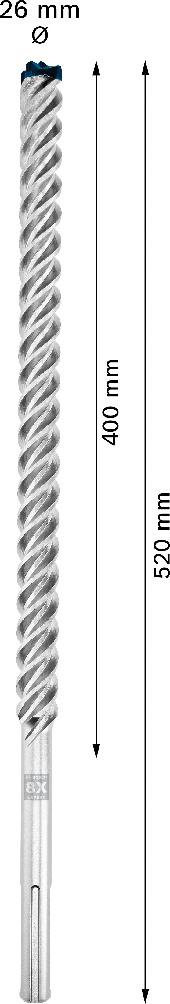 Broca de martelo Bosch SDSmax MAX-8X 26x400/52