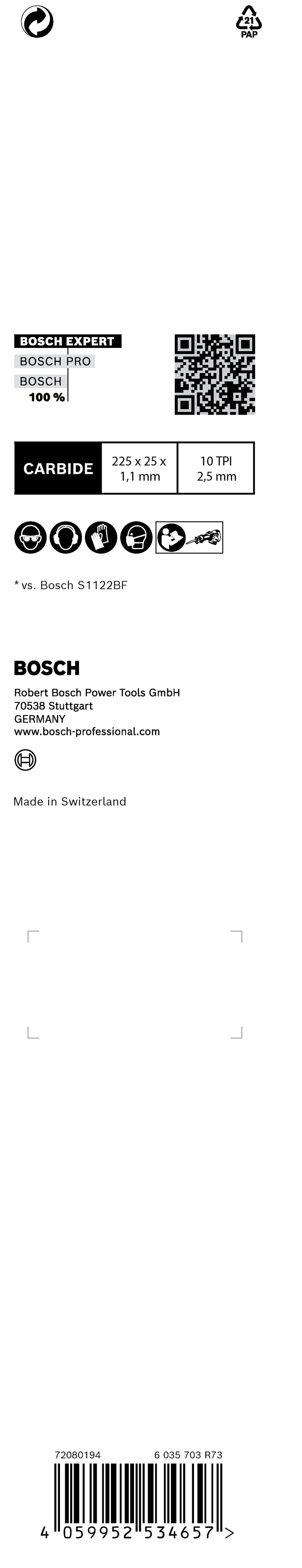 Bosch Saw Blade Set RBE- 3ER S 1155 HHM