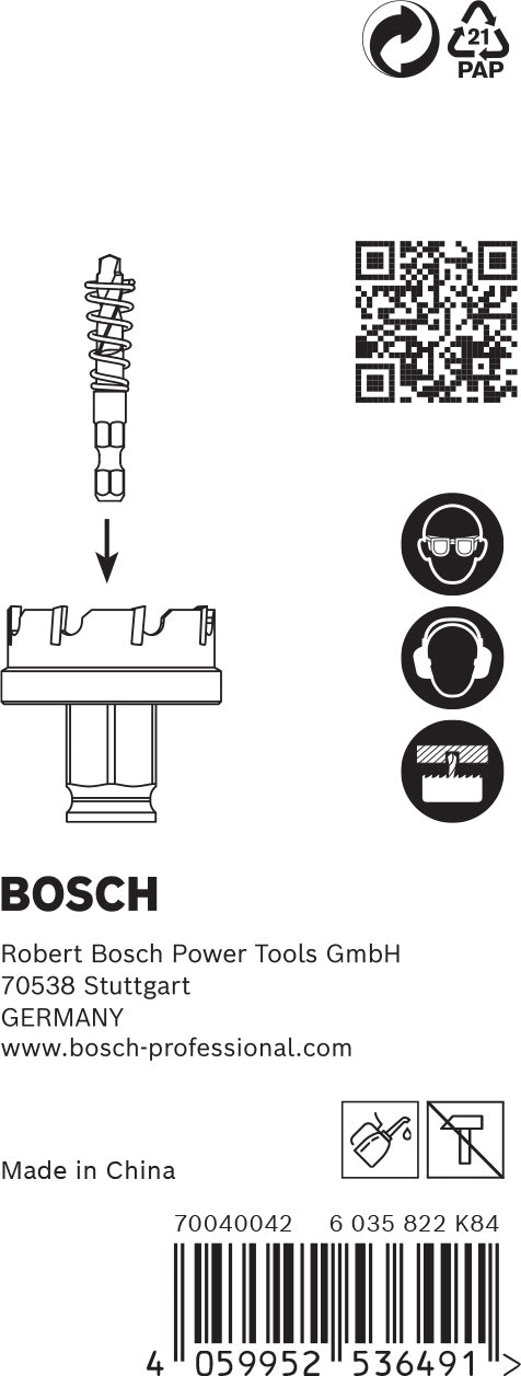 Broca piloto para sierra de corona Bosch para chapa metálica