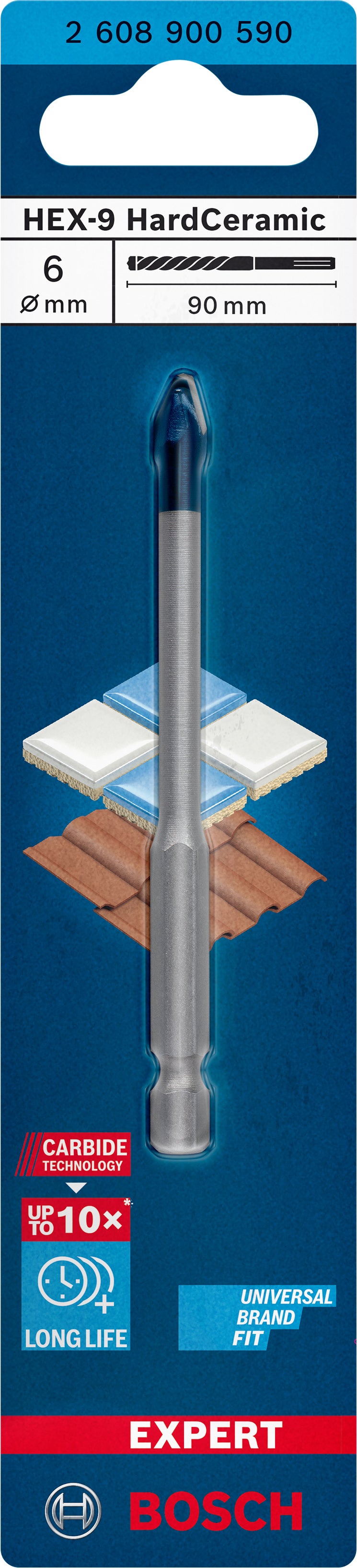 Broca para azulejos Bosch HEX-9 HardCer 6x90