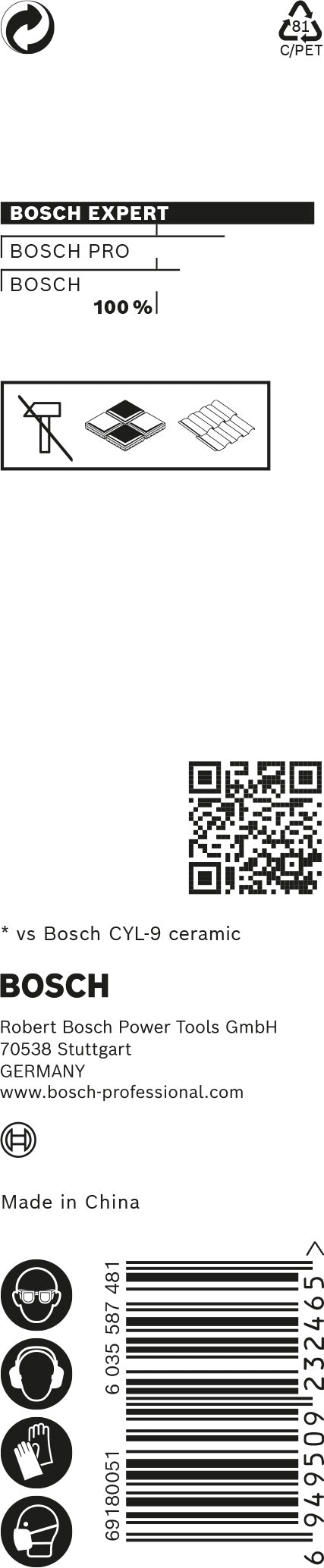 Broca Bosch para azulejos HEX-9 HardCer 12x90