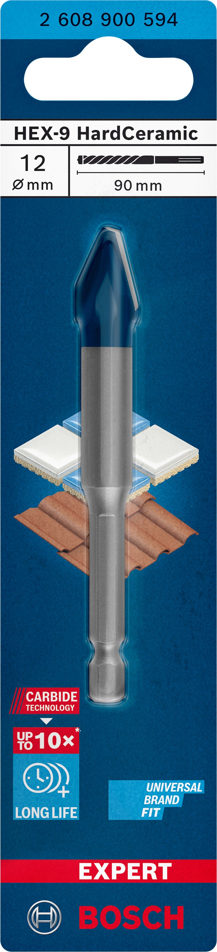 Broca Bosch para azulejos HEX-9 HardCer 12x90