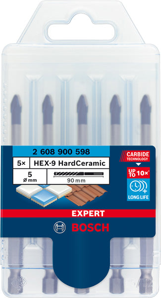 Bosch Tile drill bit HEX-9 HardCer 5 pack