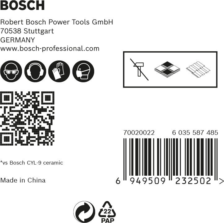Bosch Tile drill bit HEX-9 HardCer 5 pack