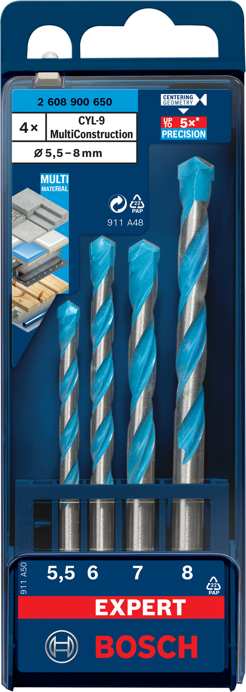 Bosch Drill bit CYL-9 Multi Construc 4pc 5.5/6