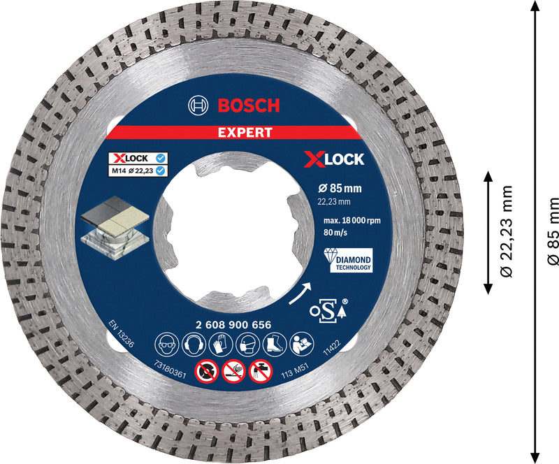 Bosch X-LOCK DIA CD Disco duro 85x22.23x1.6x7 EXP