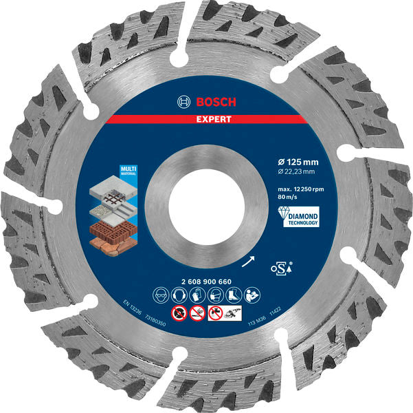 Bosch Accessories Diamond Cutting Discs (EXPERT MultiMaterial Diamond Discs 125 x 22.23 x 2.2 x 12 mm . 125 x 22.23 x 2.2 x 12 mm)
