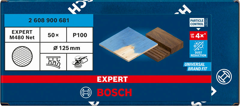 Juego de papeles de lija Bosch M480, 125 mm, 100,50 unidades
