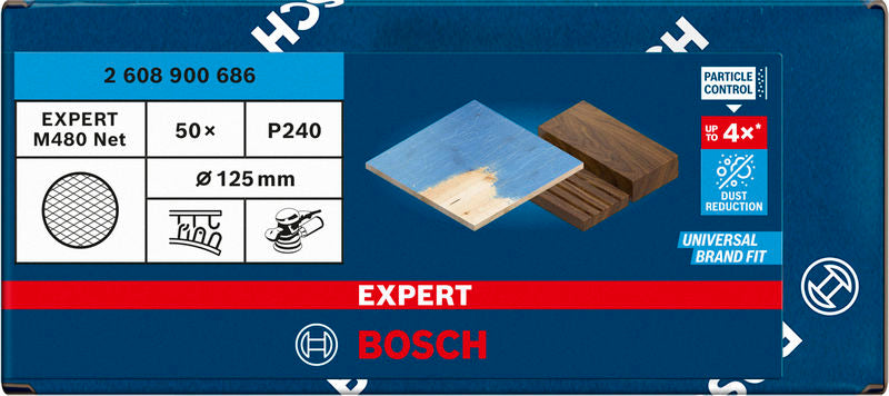 Juego de papeles de lija Bosch M480, 125 mm, 240, 50 unidades