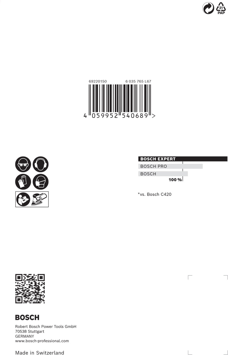 Juego de lijas Bosch M480, 100 x 150 mm, 220