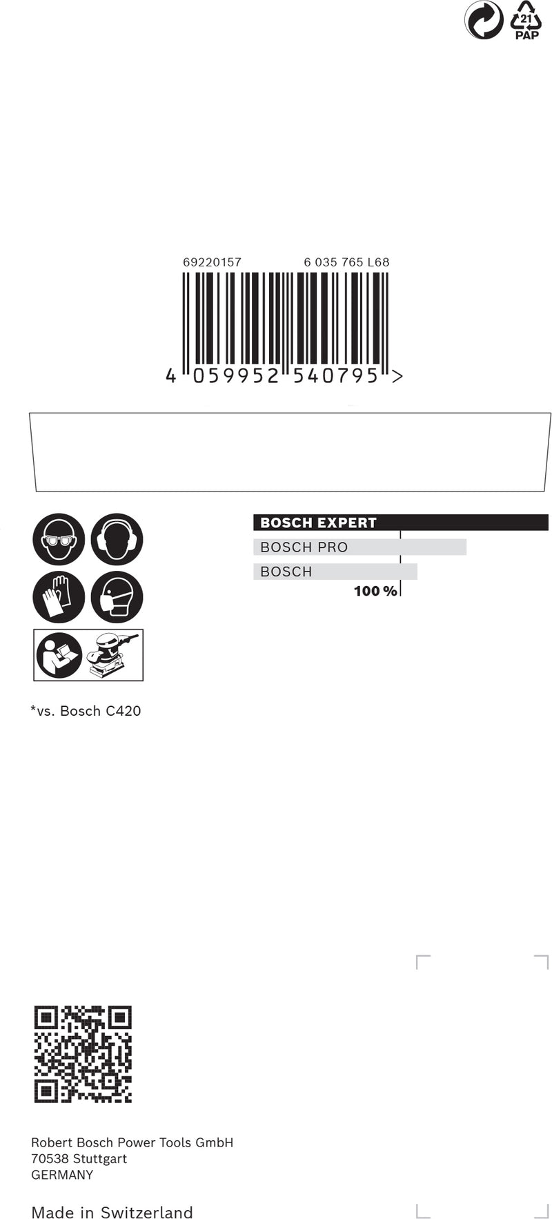 Juego de papeles de lija Bosch M480,80x133mm,320,